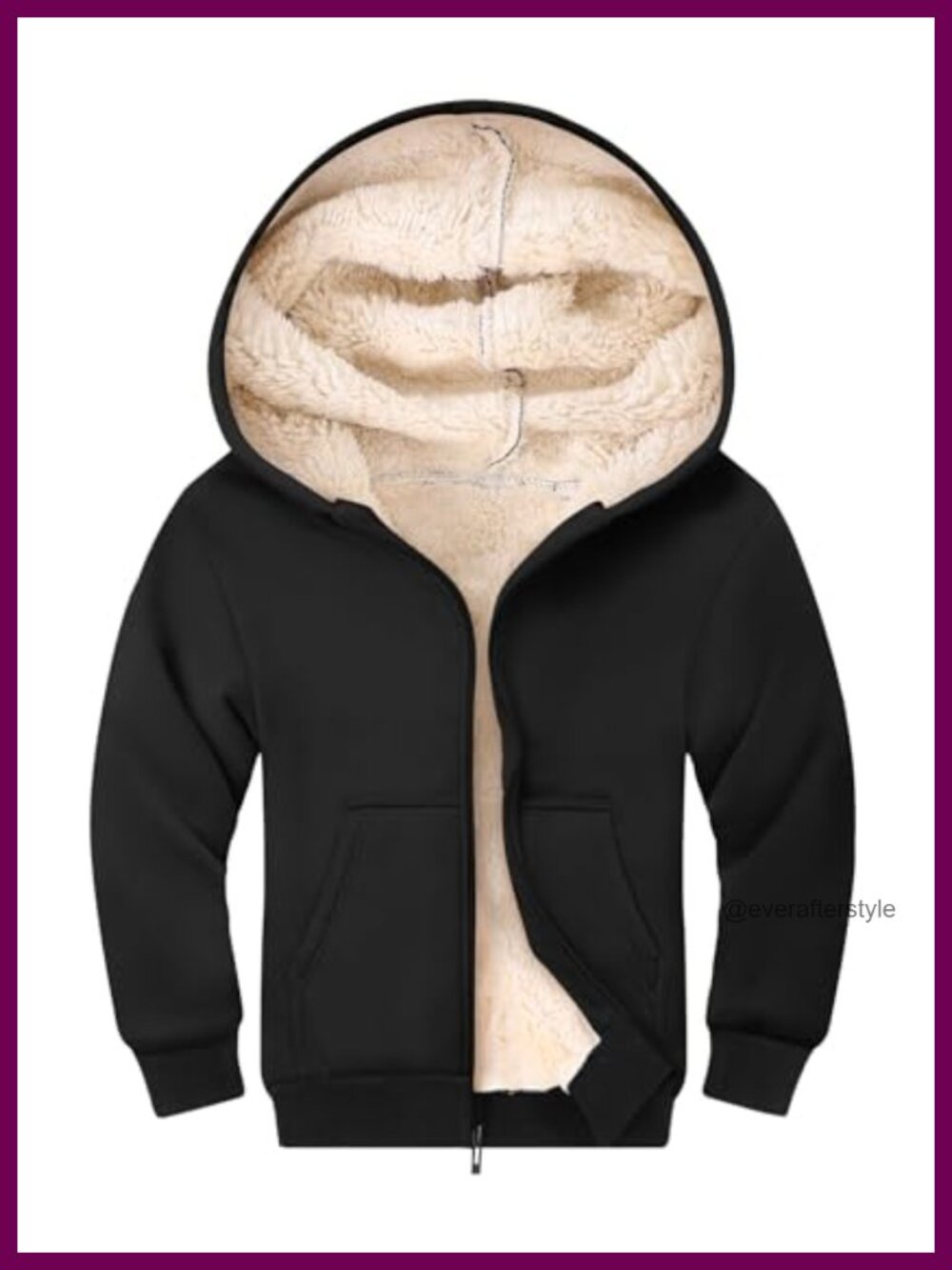 Kids Fleece Jacket Sherpa Lined Zip Up Hoodie Unisex Winter Warm